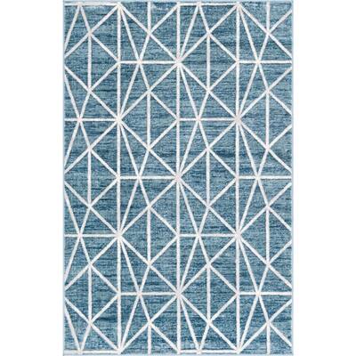 Matrix Trellis Geometric Blue 8 ft. x 10 ft. Area Rug