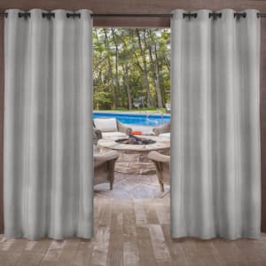 Biscayne Silver Solid Light Filtering Grommet Top Indoor/Outdoor Curtain, 54 in. W x 108 in. L (Set of 2)