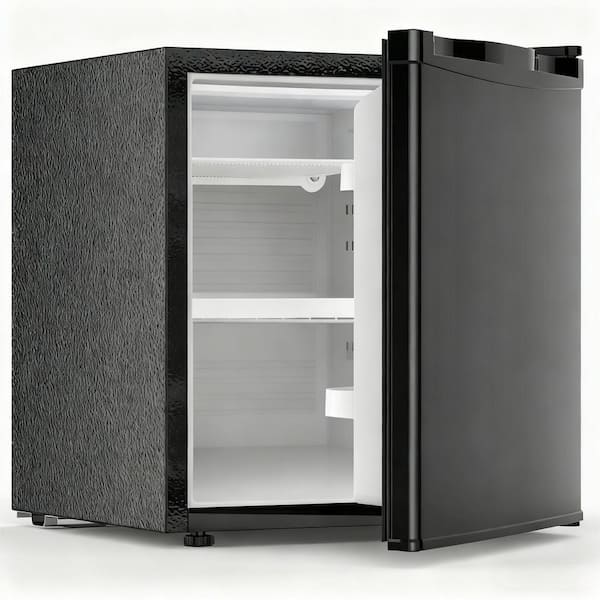 17.52 in. 1.6 cu. ft. Mini Refrigerator with Freezer, Removable Glass Shelf, Single Reversible Door in Black