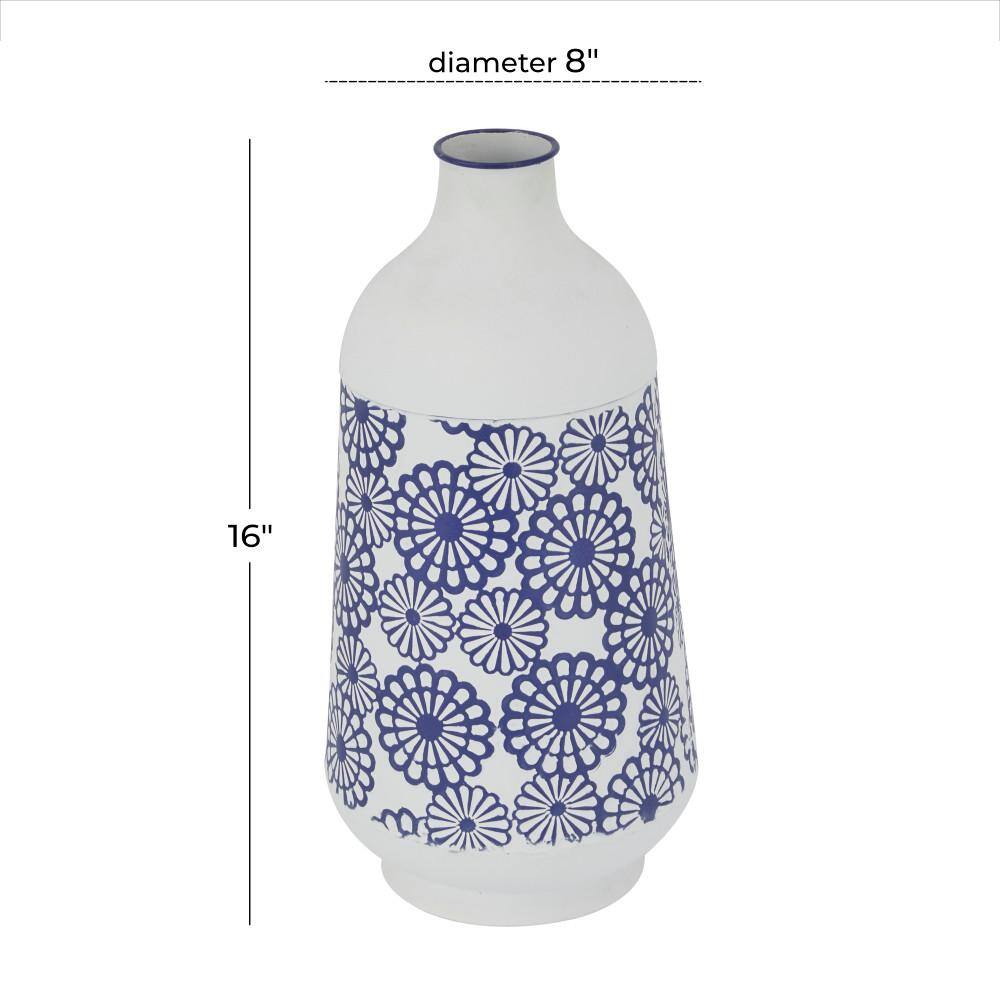 Country Charm 16'' White Metal Decorative Table Vase