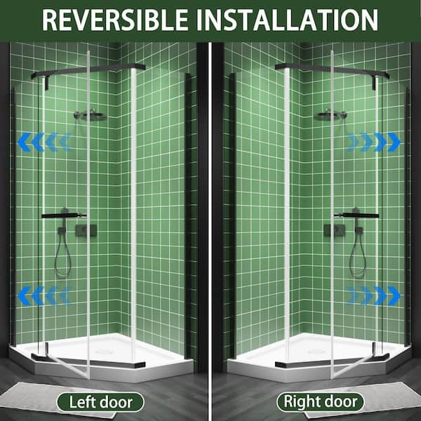 Wynnt 36 in. W x 72 in. H Neo Angle Pivot Semi Frameless Corner