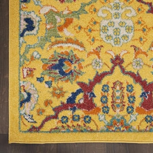 5' X 7' Yellow Floral Power Loom Area Rug