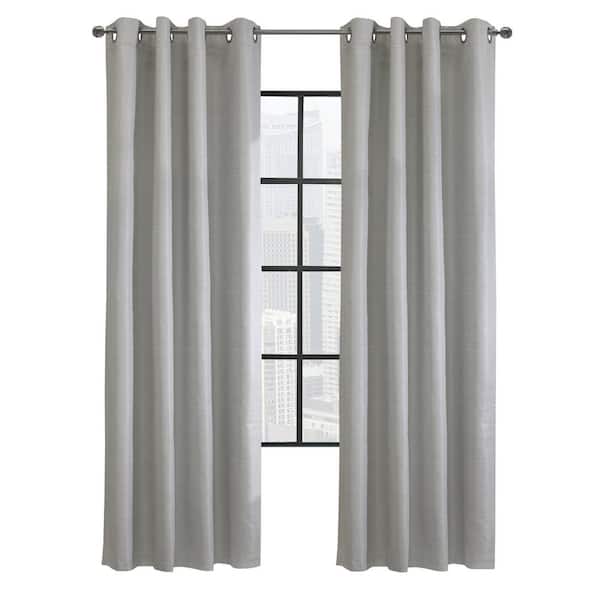 Unbranded Solstice Oyster Polyester Smooth 52 in. W x 84 in. L Grommet Indoor Blackout Curtain (Single Panel)