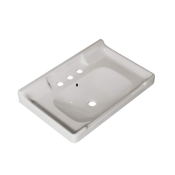 28 in. Console Sink Basin in White Ceramic