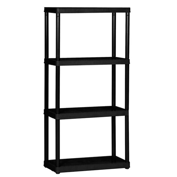 GRACIOUS LIVING 7Pack Black 4Tier Plastic Garage Storage Shelving Unit (24 in. W x 48 in. H x