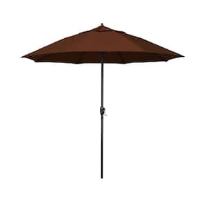 7.5 ft. Bronze Aluminum Market Patio Umbrella with Fiberglass Ribs and Auto Tilt in Bay Brown Sunbrella