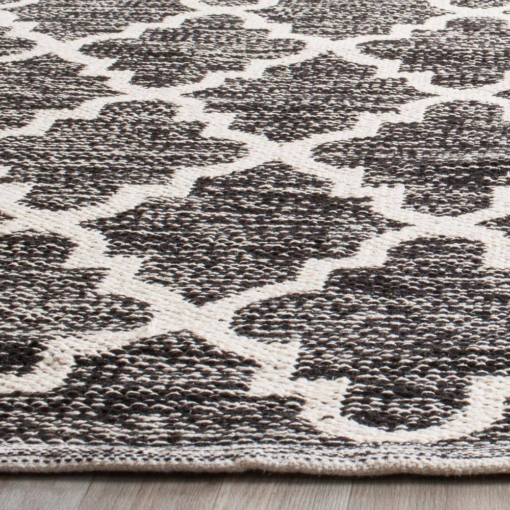 Black and Ivory Cotton Trellis Handwoven Runner Rug