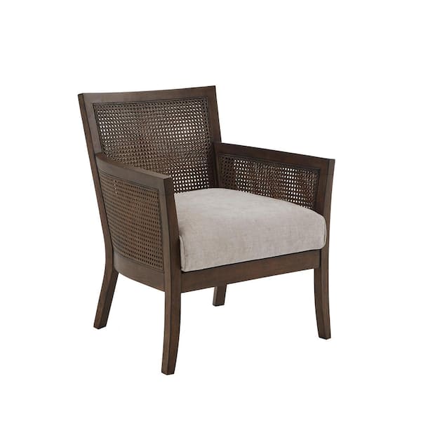 Madison Park Blaine Tan/Espresso Arm Chair 28 in. W x 28.5 in. D x 33.5 in. H Cane