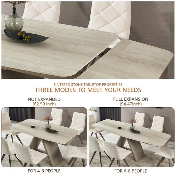 Noble House Audrey Modern Brown Plus Ivory Sintered Stone Top