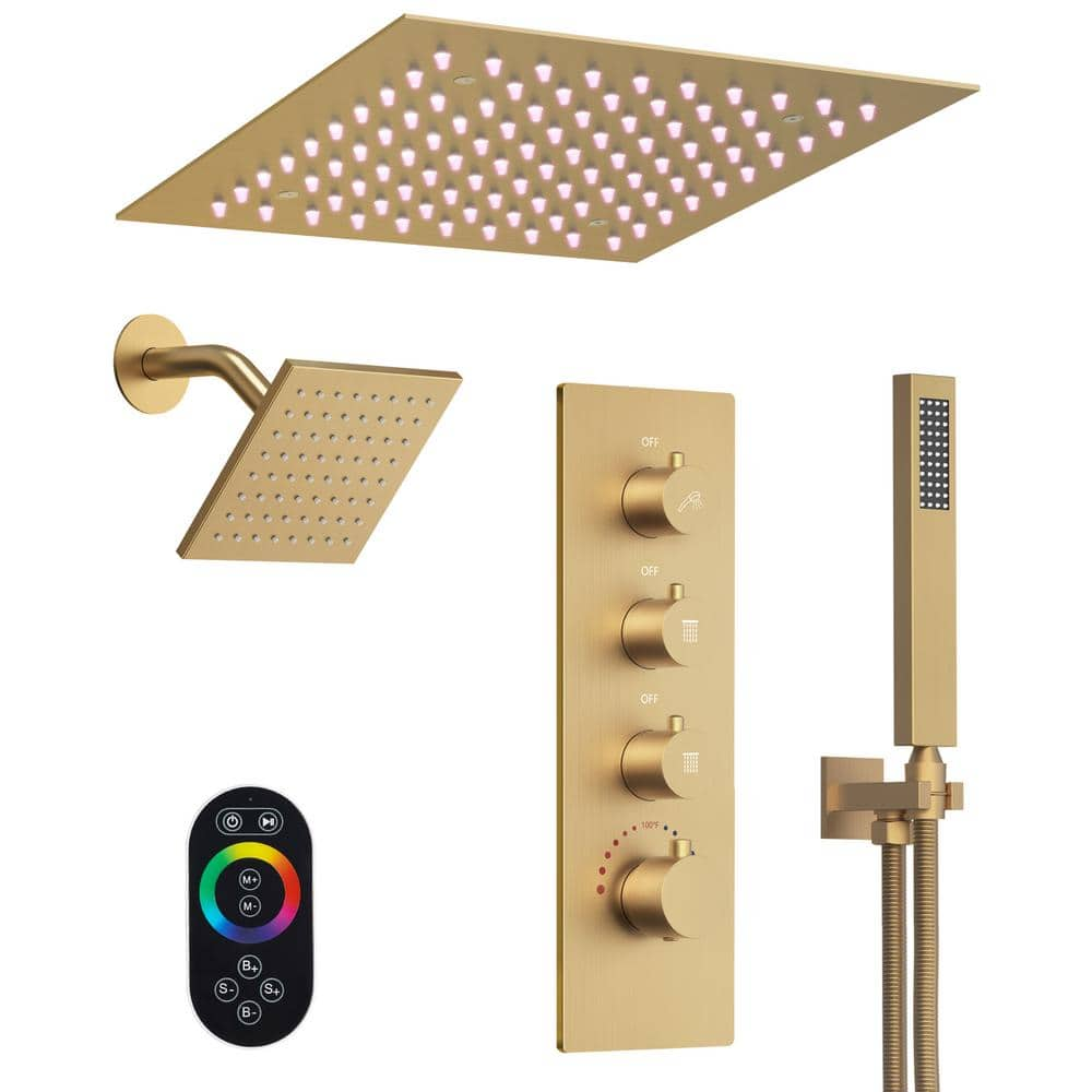 GRANDJOY 3-Spray Smart LED His and Hers Showers Wall Bar Shower Kit ...