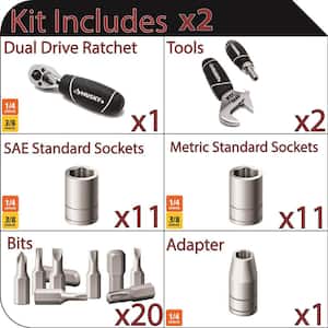 1/4 in. x 3/8 in. Stubby Ratchet and Socket Set (72-Piece)