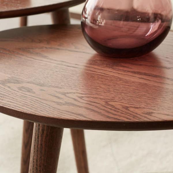 Lirago 33 in. Walnut Colored Oval Wood Coffee Table HD0202-352438