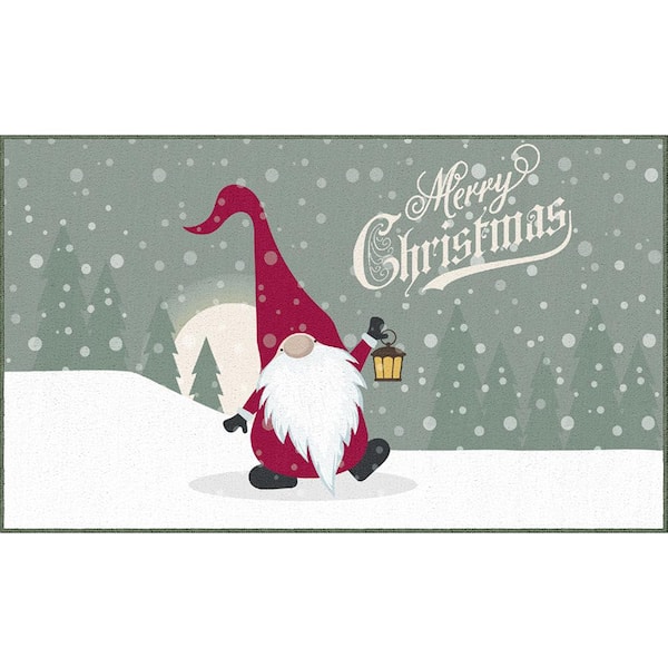 Mohawk Home Merry Gnome Grey 1 ft. 6 in. x 2 ft. 6 in. Machine Washable Holiday Area Rug