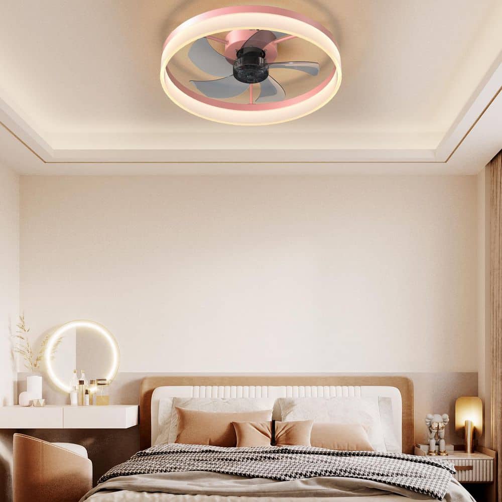 20 in. Indoor Pink Dimmable LED Flush Mount Standard Ceiling Fan with Adjustable 3-Color and Remote Control Included price history on PriceWatchPro