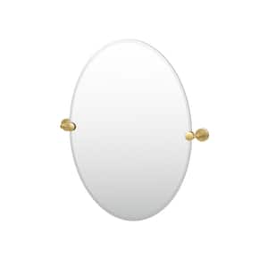 Latitude 24 in. W x 27 in. H Frameless Oval Beveled Edge Bathroom Vanity Mirror in Brushed Brass