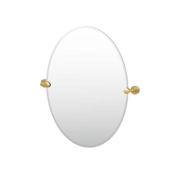 Gatco Latitude 24 in. W x 27 in. H Frameless Oval Beveled Edge Bathroom Vanity Mirror in Brushed Brass