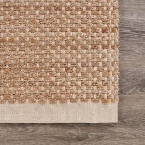 Bordered Jute Blend Area Rug LR03386 5 ft. x 7 ft. 9 in. Off-White/Tan