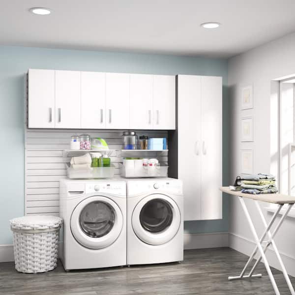 Flow Wall Modular Laundry Room Storage Set with Accessories in White  (4-Piece) FCS-9612-4W - The Home Depot