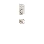 Powerbolt2 Satin Nickel Single Cylinder Keypad Electronic Deadbolt Featuring SmartKey Security and Cove Passage Knob