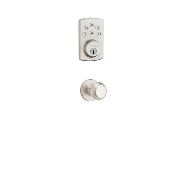 Kwikset Powerbolt2 Satin Nickel Single Cylinder Keypad Electronic Deadbolt Featuring SmartKey Security and Cove Passage Knob