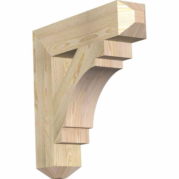 Ekena Millwork 6 in. x 28 in. x 28 in. Douglas Fir Merced Craftsman Rough Sawn Bracket