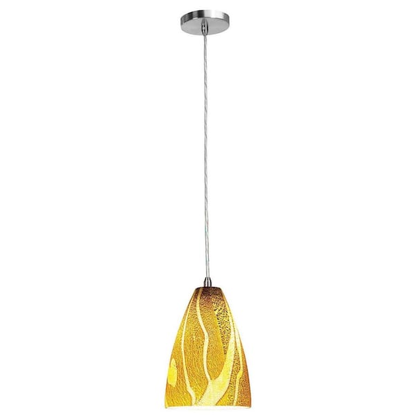 Access Lighting 1-Light Pendant Brushed Steel Finish Amazon Glass-DISCONTINUED
