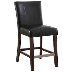 Seth 24 in. H Black Wood Low Back Faux Leather Counter Height Stools (Set of 2)