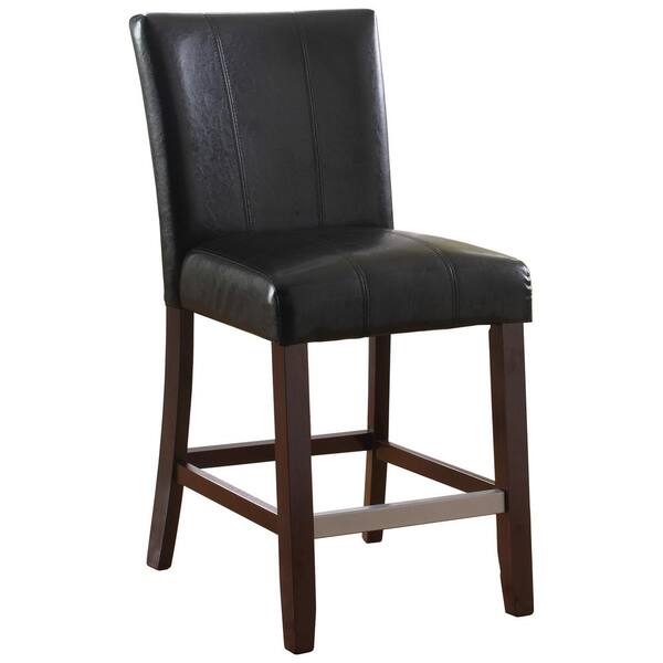 Best Master Furniture Seth 24 in. H Black Wood Low Back Faux Leather ...