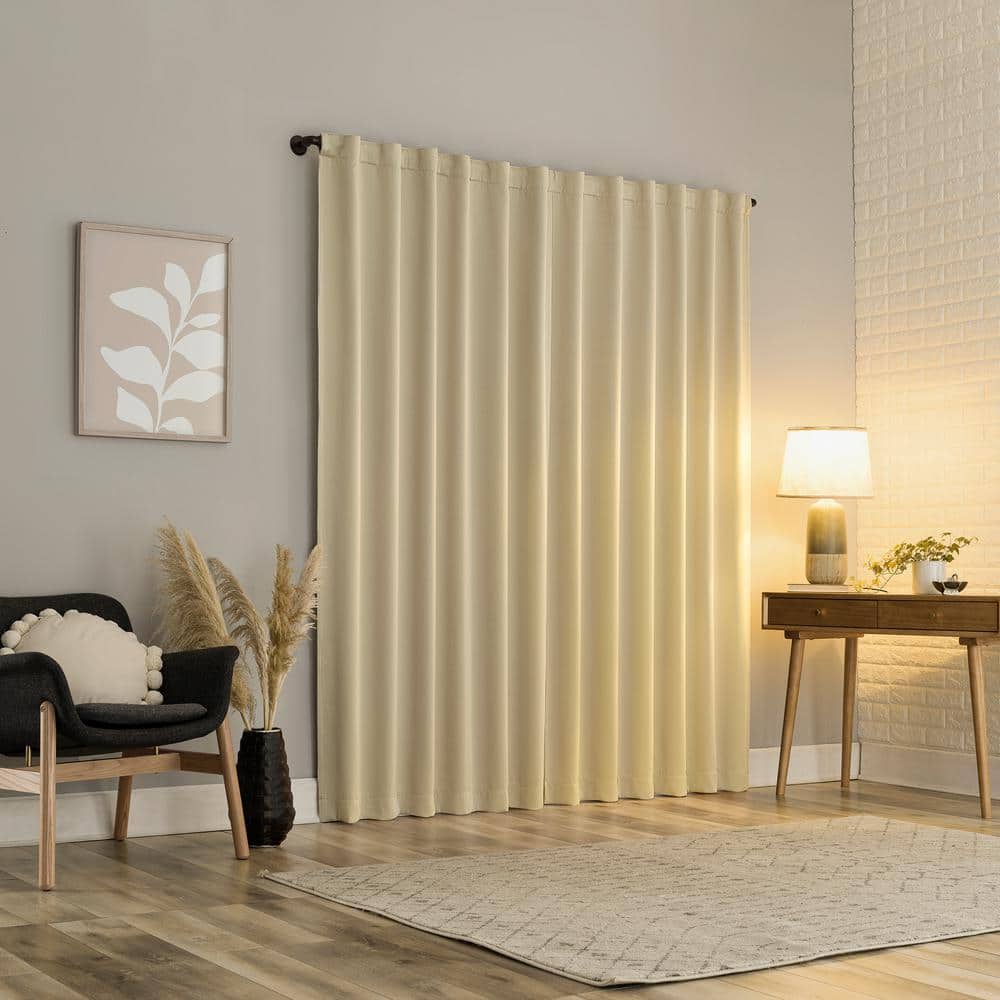 Cream Polyester 96" Blackout Back Tab Curtain Panel Pair