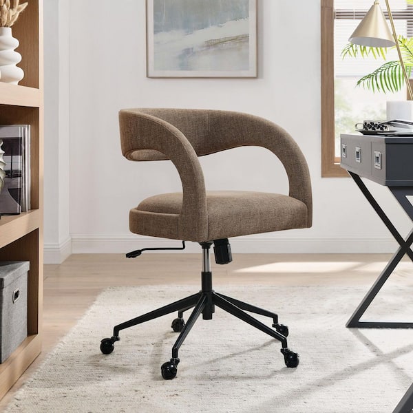 Pinnacle Upholstered Office Chair in Mocha Slub Weave Fabric
