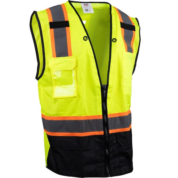 Medium ANSI Type R Class 2 Hi-Vis Yellow Two-Tone 11-Pocket Tech-Ready Mesh Surveyors Vest with "D" Ring Access