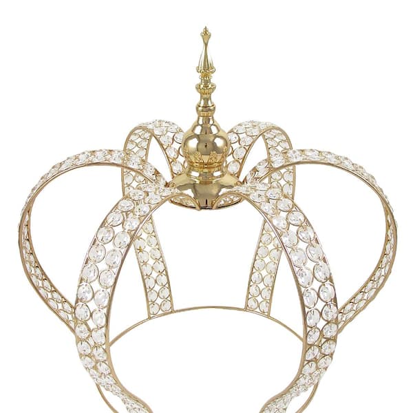 Crystal Beaded Crown Shaped Centerpiece - Gold Color - Durable Material -  Gold Centerpieces for Wedding Table