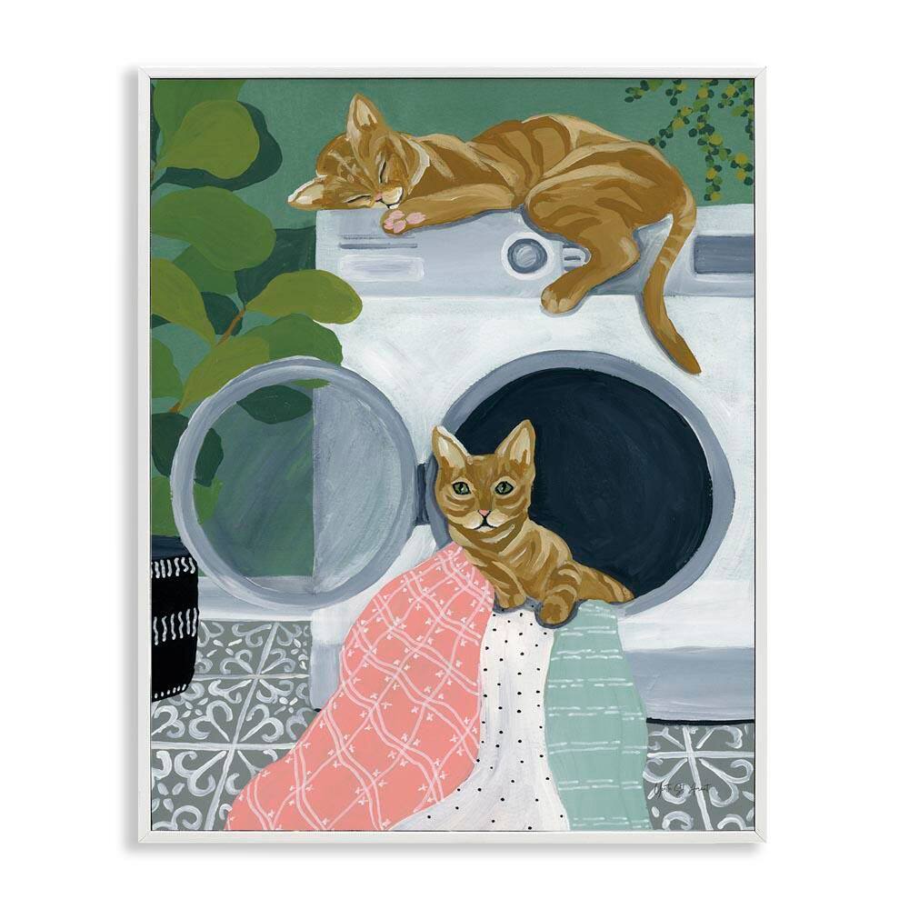 Cuddling Laundry Cats by Yvette St. Amant White Framed Animal Giclee Art Print 14 in. x 11 in. price history on PriceWatchPro