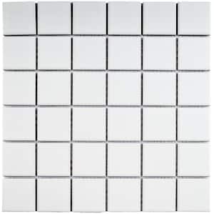 Porcetile White 12.05 in. x 12.05 in. Squares Matte Porcelain Mosaic Wall and Floor Tile (11.11 sq. ft./Case)
