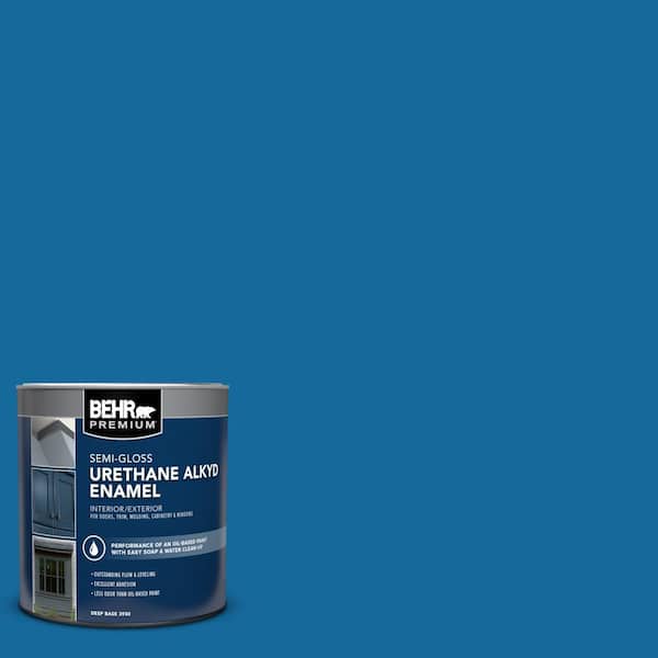 BEHR PREMIUM 1 qt. #P500-7 Cosmic Cobalt Semi-Gloss Enamel Urethane Alkyd Interior/Exterior Paint