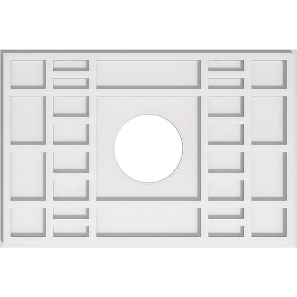 Ekena Millwork 26 in. W x 17-3/8 in. H x 6 in. ID x 1 in. P Beaux Architectural Grade PVC Contemporary Ceiling Medallion