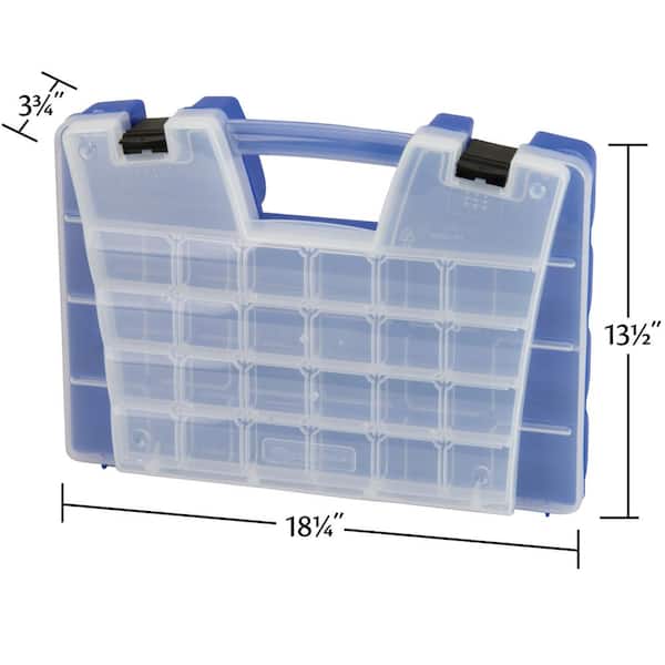 06118, 18 1/4 in. W x 13 1/2 in. D x 3 3/4 in. H, 62-Compartment Portable Small Part Storage Organizer with Lid (1-Pack)