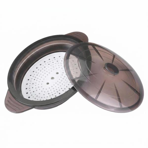 Silicone Microwave Steamer Cooker Bowl with Lid and Handle for Vegetables Fish Meat Pasta BPA Free Dishwasher Safe