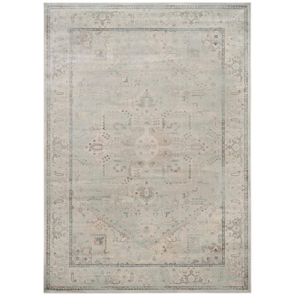 Light Blue Rectangular Viscose Reversible 9' x 12' Area Rug