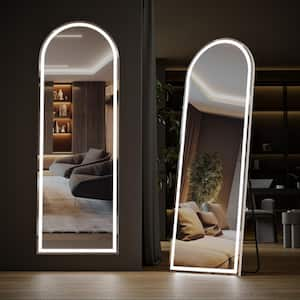 20 in. W x 63 in. H LED Light Rectangular Frameless Arched Full Length Mirror Floor Mirror with 3-Colors