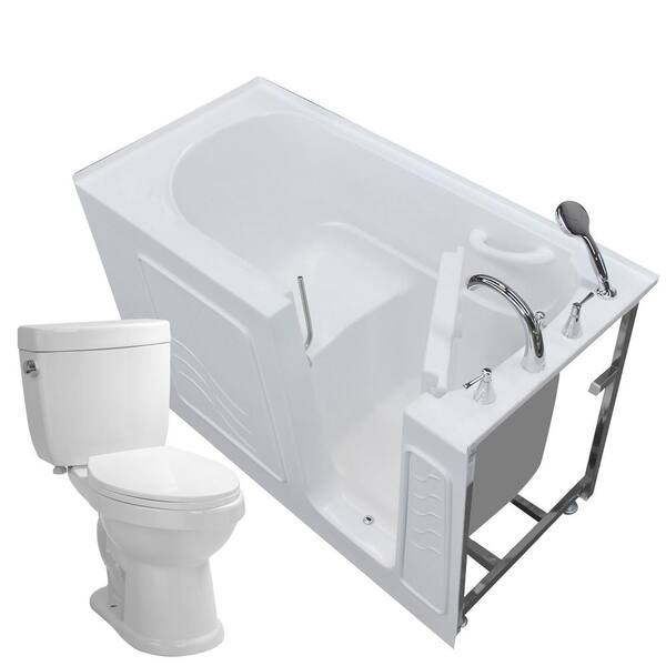 Universal Tubs HD Series 60 in. x 30 in. Right Drain Walk-in Soaking Bathtub in White with a Full Function Smart Bidet Toilet