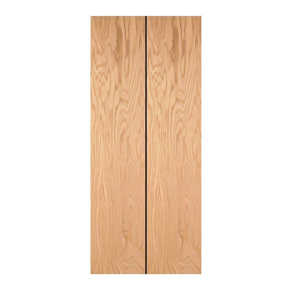 JELD-WEN 36 in. x 80 in. Oak Unfinished Flush Wood Closet Bi-fold