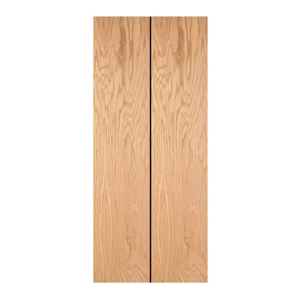 JELD-WEN 36 in. x 80 in. Oak Unfinished Flush Wood Closet Bi-fold Door