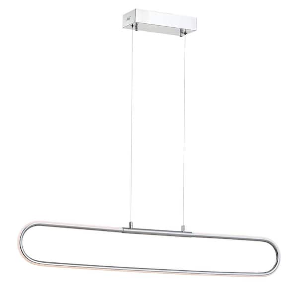 JONATHAN Y Ned 39 in. Dimmable Adjustable Integrated LED Chrome