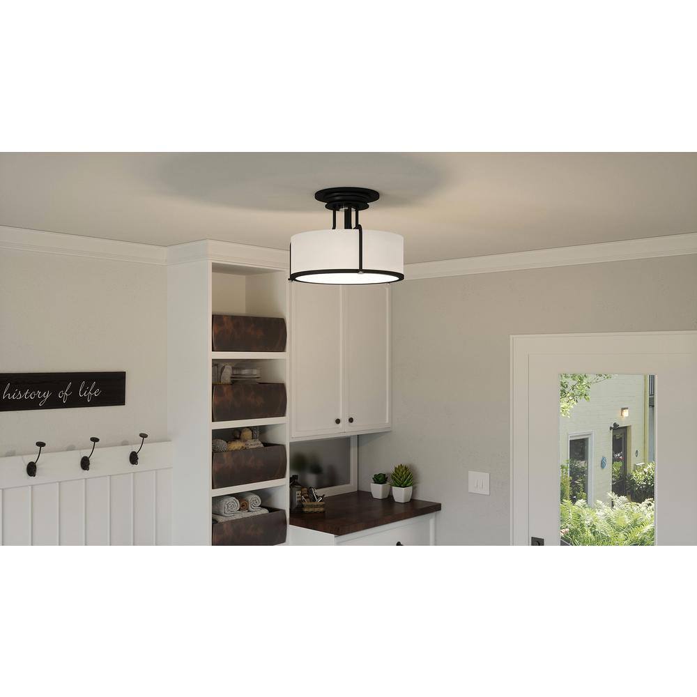 Earth Black Drum Semi-Flush Mount Ceiling Light