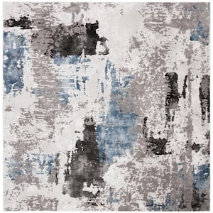 Craft Gray/Blue 4 ft. x 4 ft. Square Abstract Area Rug
