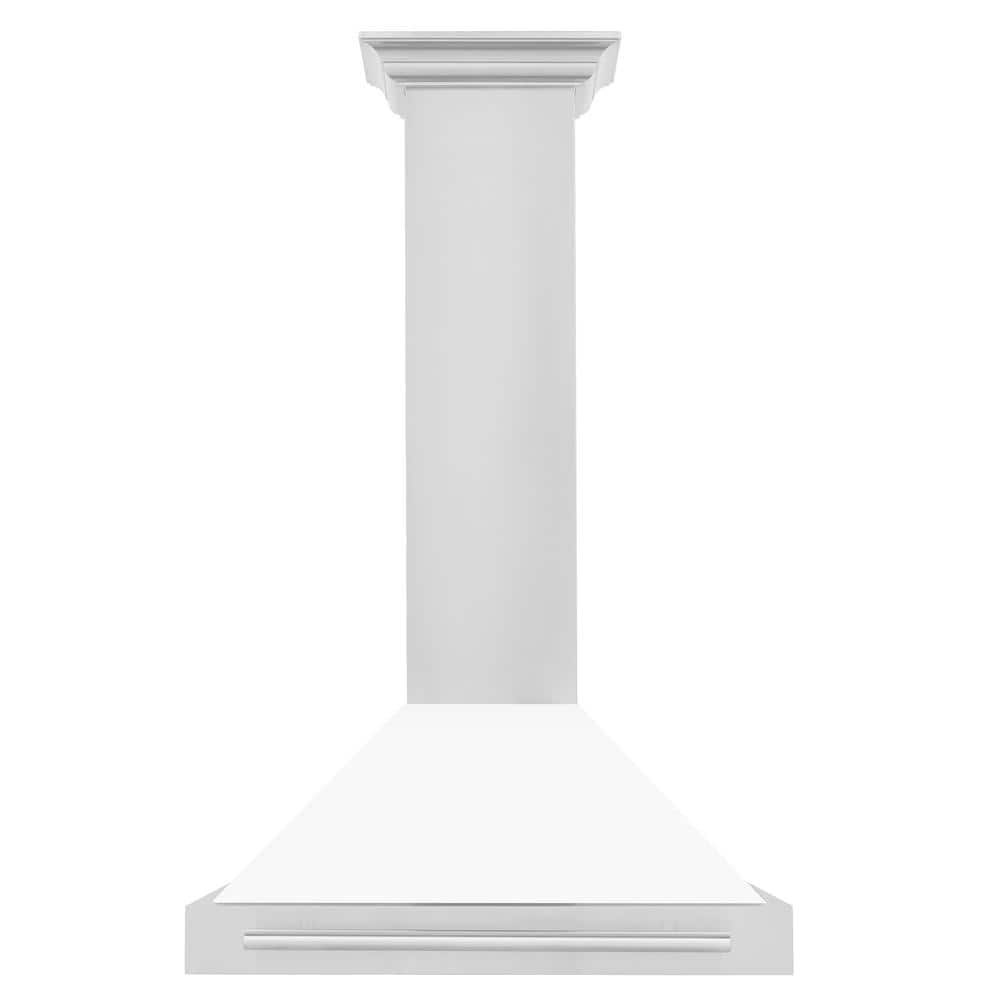 30" White Matte and Stainless Steel Wall Mounted Range Hood