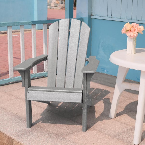 Wildaven Classic Grey HDPE Plastic Outdoor Adirondack Chair