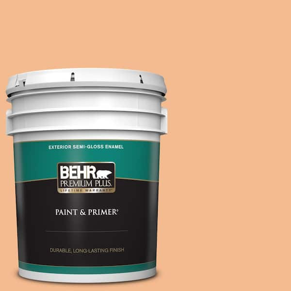 BEHR PREMIUM PLUS 5 gal. #270D-4 Brandy Butter Semi-Gloss Enamel Exterior Paint & Primer