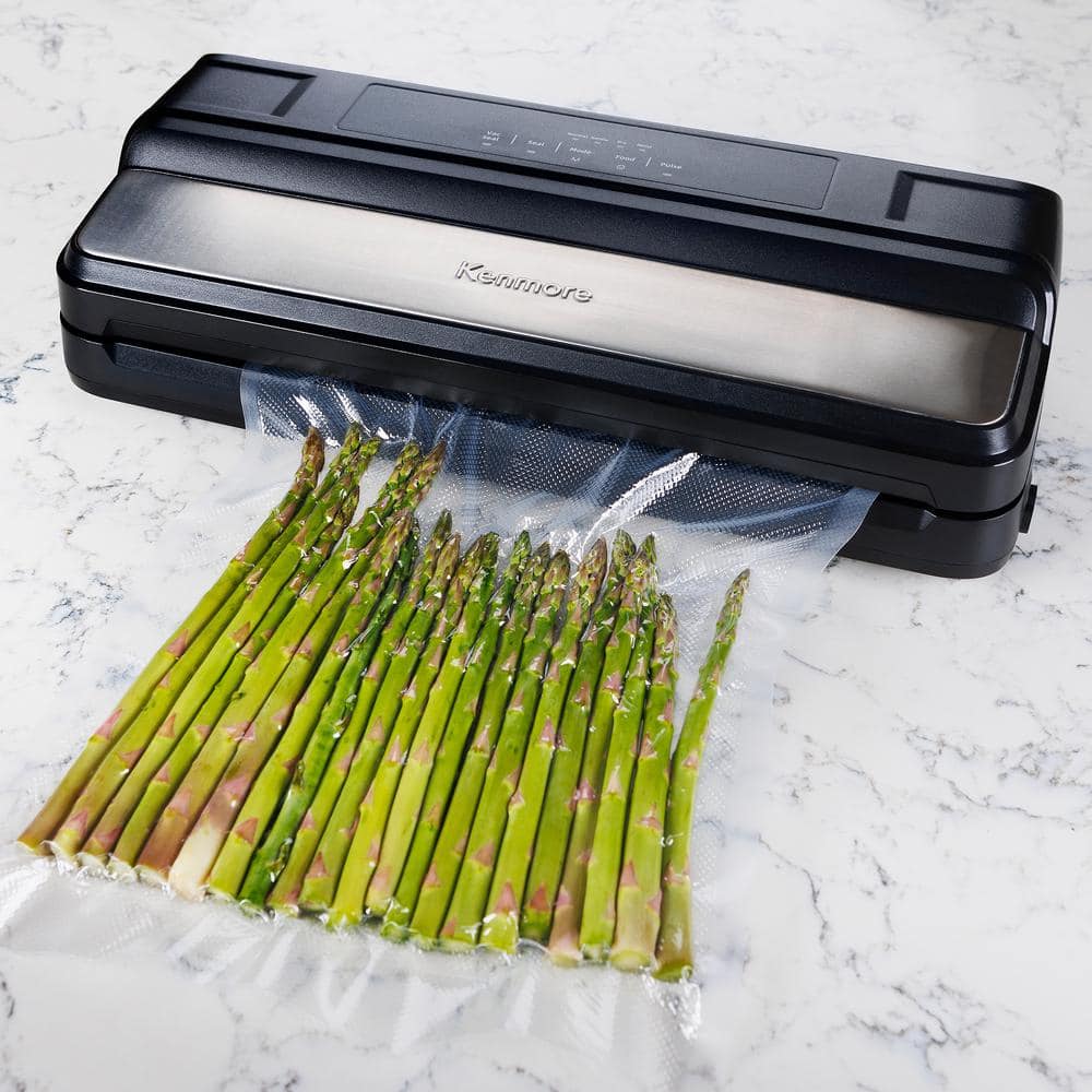 Kenmore Black and Silver Stainless Steel Vacuum Sealer with 7 Preset Modes